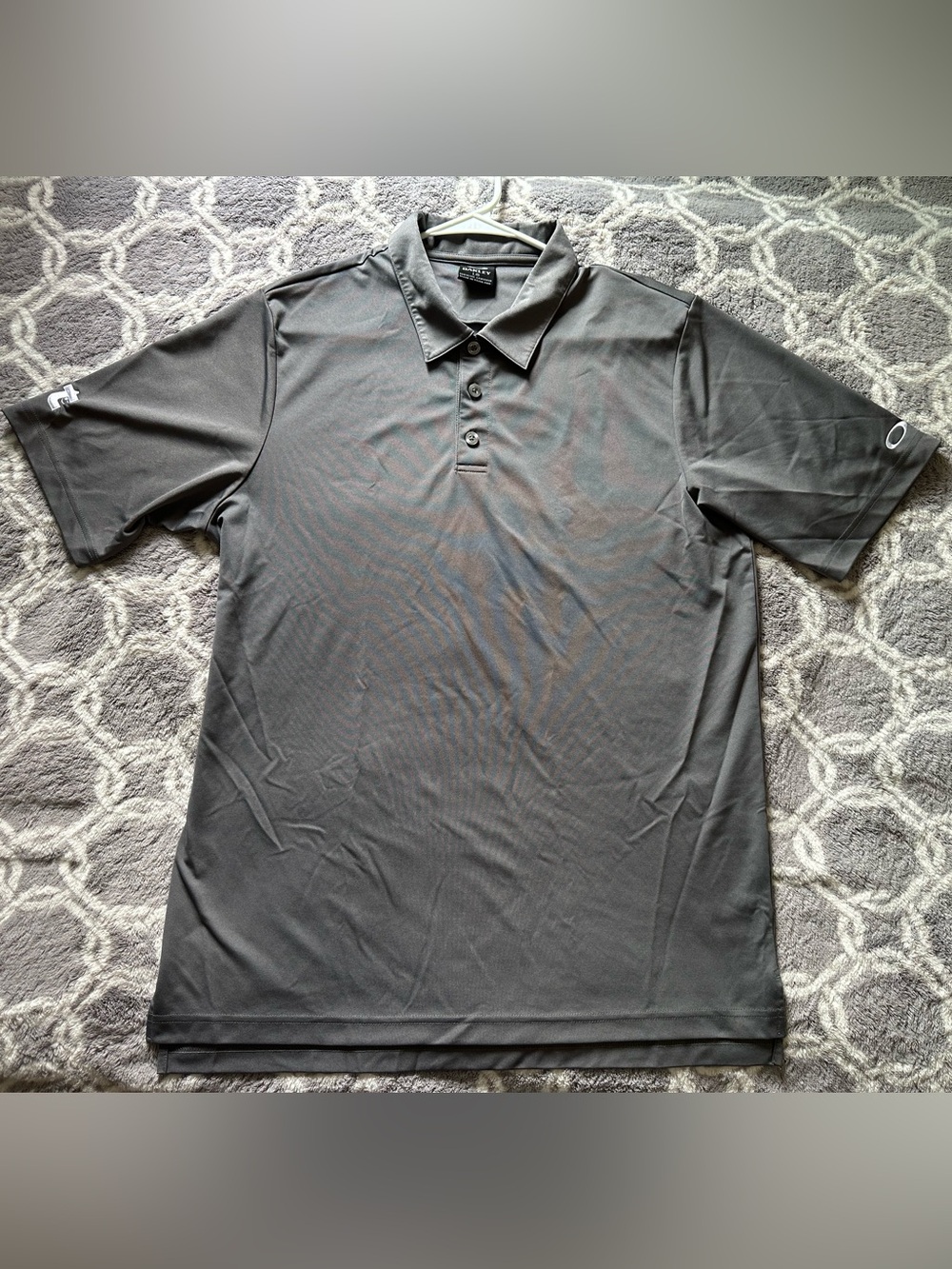 Oakley Men's Dark Gray Athletic Short Sleeve Polo Size L